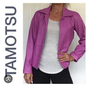 Tamotsu New York Pink Genuine Leather Jacket Women's 4 Blazer Style Barbiecore